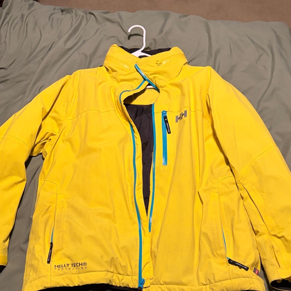 Helly Hansen Bright Yellow Ski Coat with Blue Accents